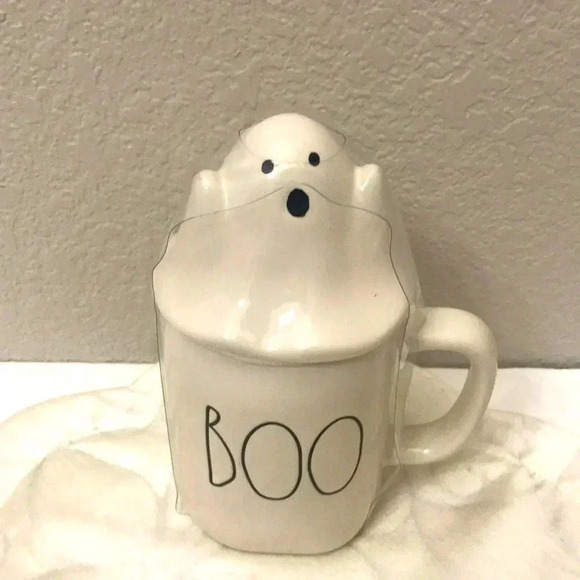 Rae Dunn Ghost Boo Mug with Topper - Picture 1 of 2